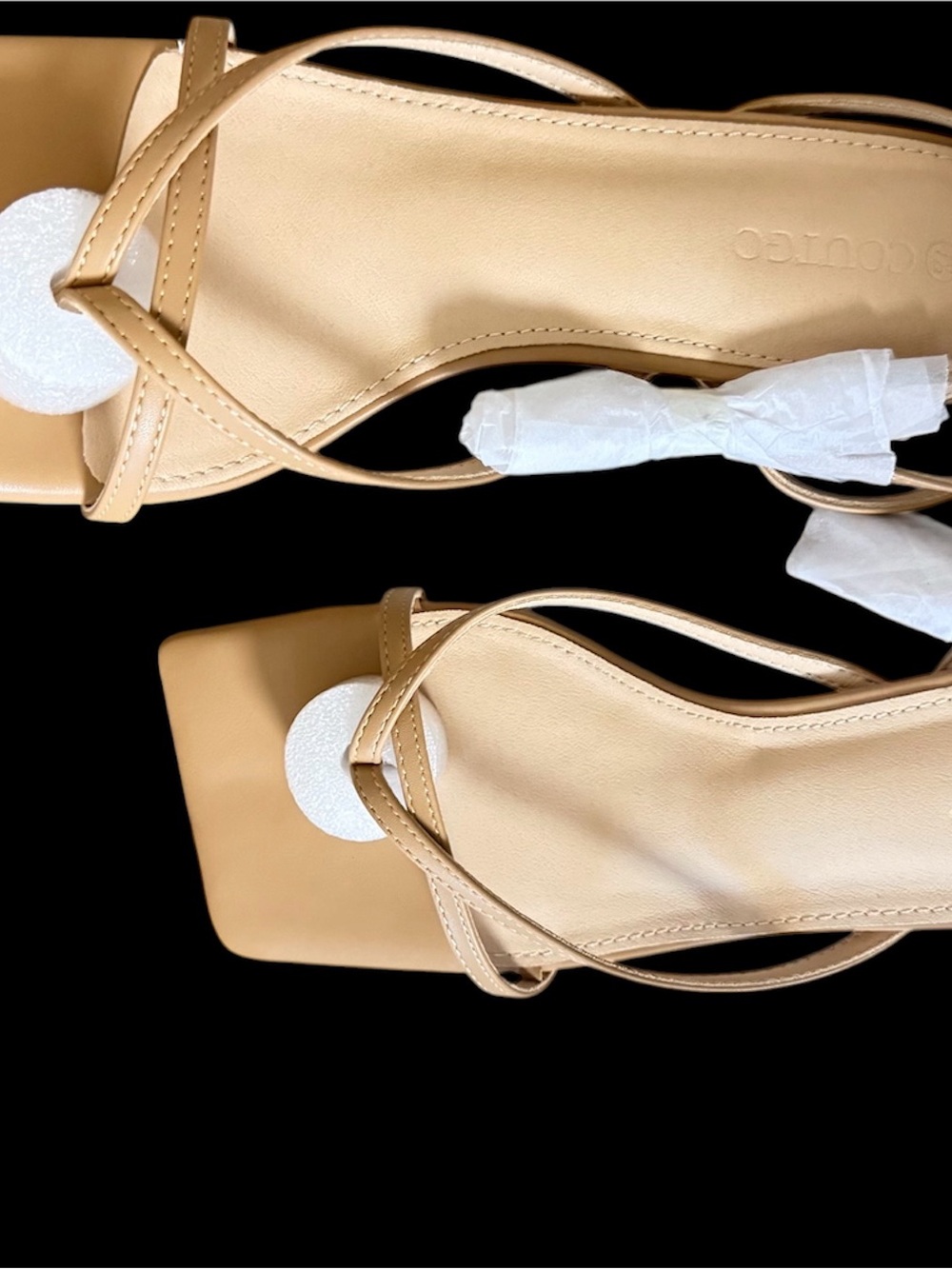 Strappy Square-Toe Sandals in Tan by